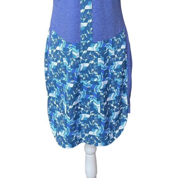 Title Nine Dress Size M Shella Blue Geometric Athletic Tennis Crewneck Tank Blue - Picture 6 of 9